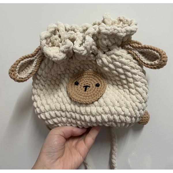 Cotton Wool Bear Crochet Hand Bag Hand Woven White Color OEM ODM