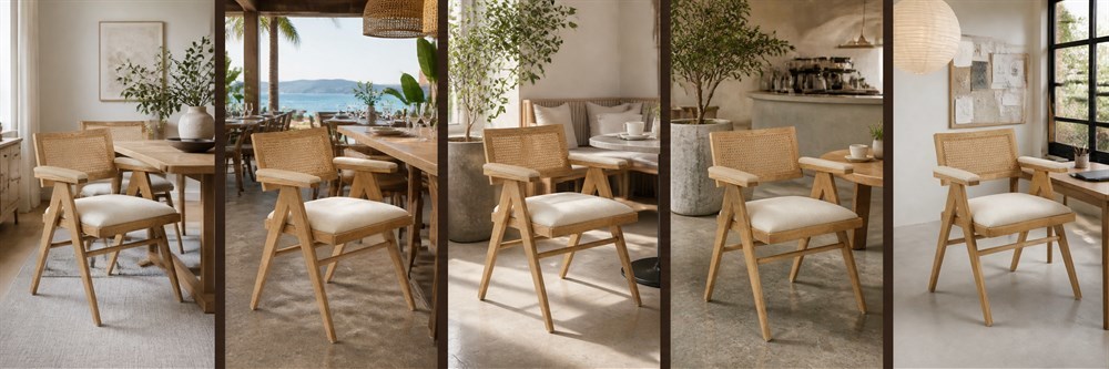 Natural Wood Cane Back Dining Armchair CYC-030-NTL