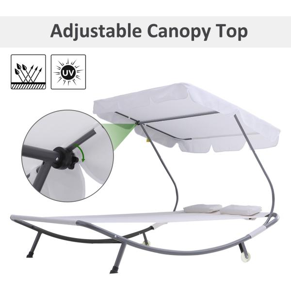 Adjustable Canopy Steel Frame Hammock for Outdoor Poolside Lounging and Relaxation