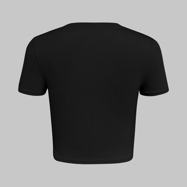 Spring Summer Black T Shirt Women Customizable Colors  Cotton Crew Neck T Shirt