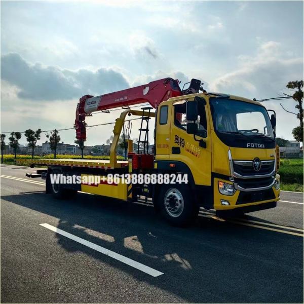 4*2 FOTON 10 Ton Flatbed Trailer With 8 Ton Crane    Tow Truck With  Crane