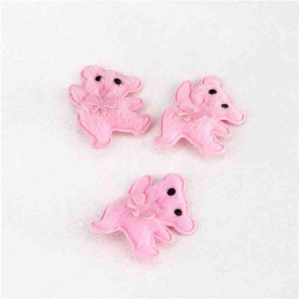 Pink Plush Toppers Craft Cute Little Bear Eco - Friendly 3*3mm With Sticker