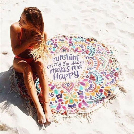 New Beach Cover Up Round Tassel Cotton Pareo Beach Coverup Beach Mat Shawl Yoga Mat Letter Sarong Cloak Bathing Suit