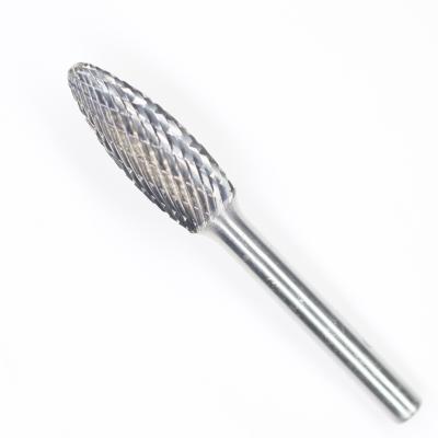 SH-6 Burr à carbure de flamme à double coupe pour broyeur à matrices 5/8 X 1-7/16 avec un support de 1/4 