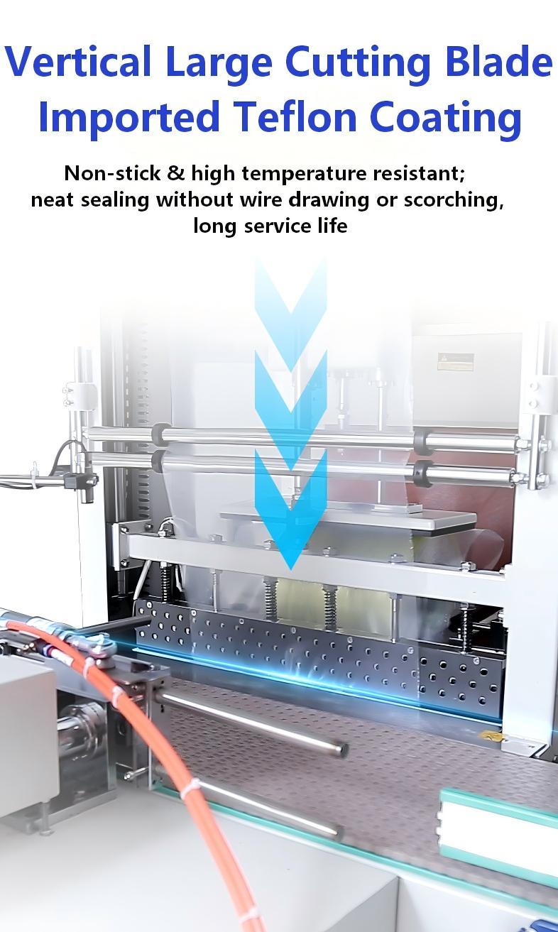 Fully-automatic side pushing sleeve film shrink packaging machine for mineral water bottles beverage beer cans PE film shrink wrapping