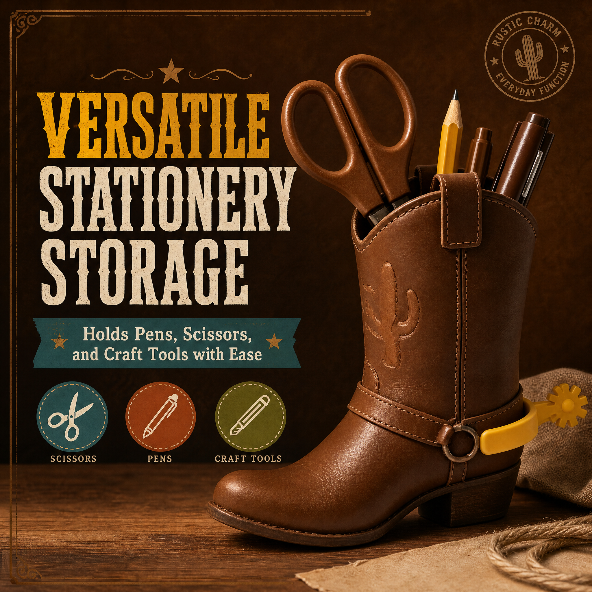 Novelty PETG 3d Printing Officeworks Cowboy Boot Style Pen Storage Organizer