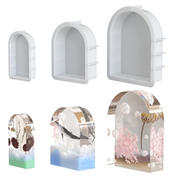 Crystal Drip Glue Dried Flower Arch Ornament Drip Glue Mold DIY Large, Medium, Small Arch Bookshelf Silicone Mold