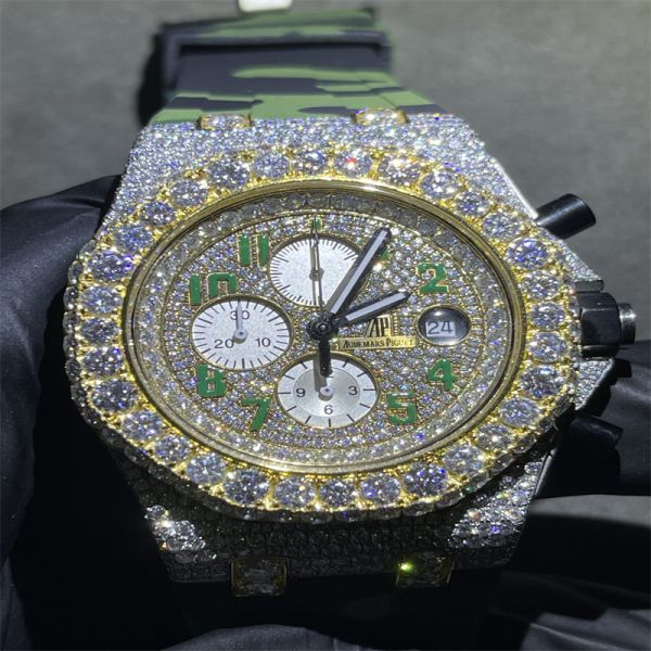 DEF Moissanite Diamond Watch AP  Royal Oak Iced Out Moissanite Watch