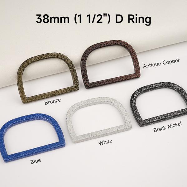 38mm Inner Width D Ring Connector in Black Nickel Plated Metal for Handbag Webbing Belts