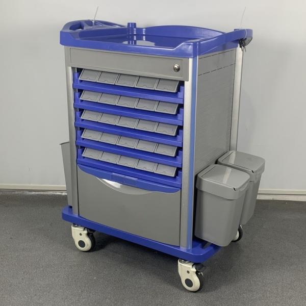 Double Sides Emergency Medicine Crash Cart Abs Material With Centralized Lock