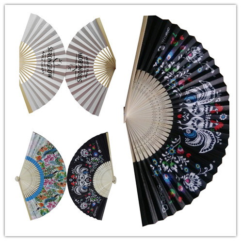 Folding Chinese Style Hand Fan Plum Blossom Double Sided Bamboo Paper Fan