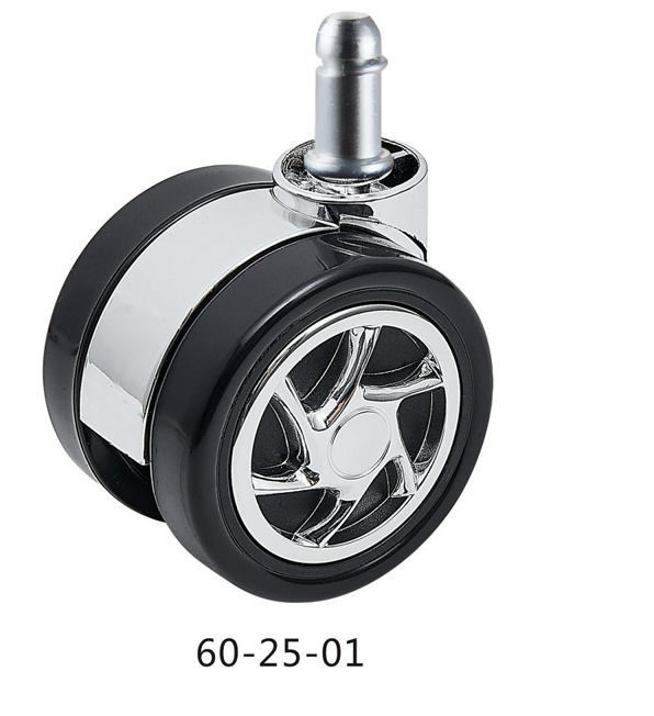 Anti-Shock 60mm Quiet Operation Threaded Stem Caster Wheel for Furniture