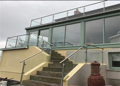 Professional Brushed Stainless Steel Glass Railing , Stainless Steel And Glass Balcony Railings