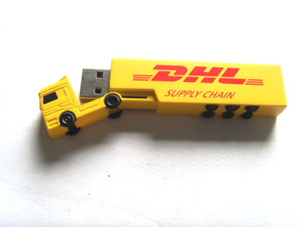 Lecteur en plastique 8GB d'instantané d'USB de camion créatif jaune pour annoncer le cadeau