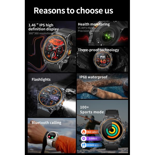 AK81 Smart Watch for Sports IP68 Waterproof 1.46
