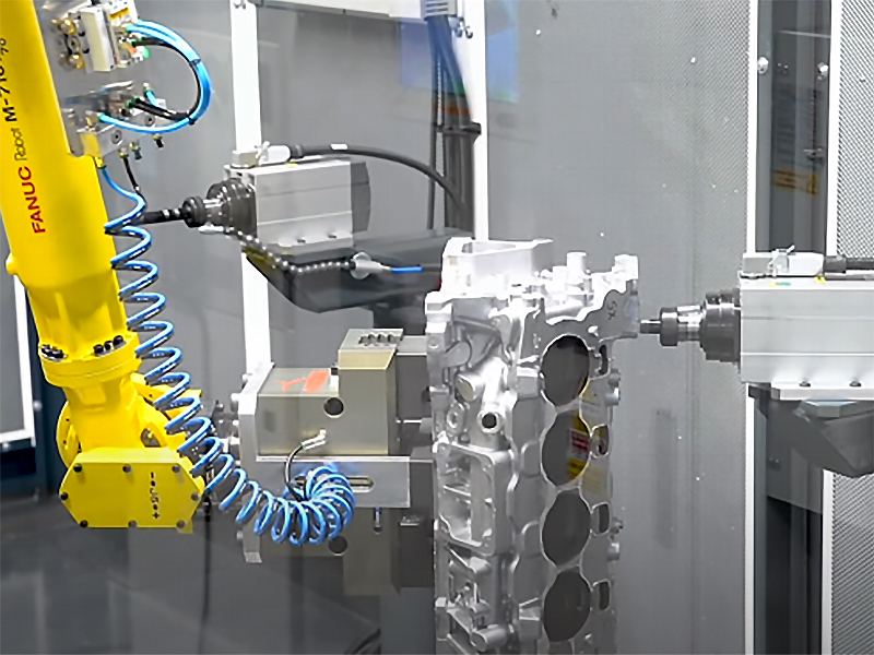 PLC Control Automatic Tool Changer Metal Grinding Buffing Deburring Flexible Cell