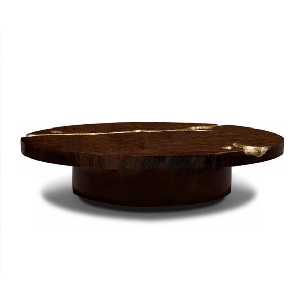 Black Modern Coffee Table Round Marble Top Nordic For Living Room Decor