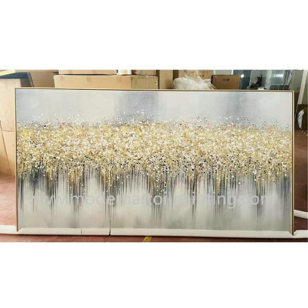 Hand Painted Gold Foil Painting Abstract Canvas Wall Art For Interior Decoration