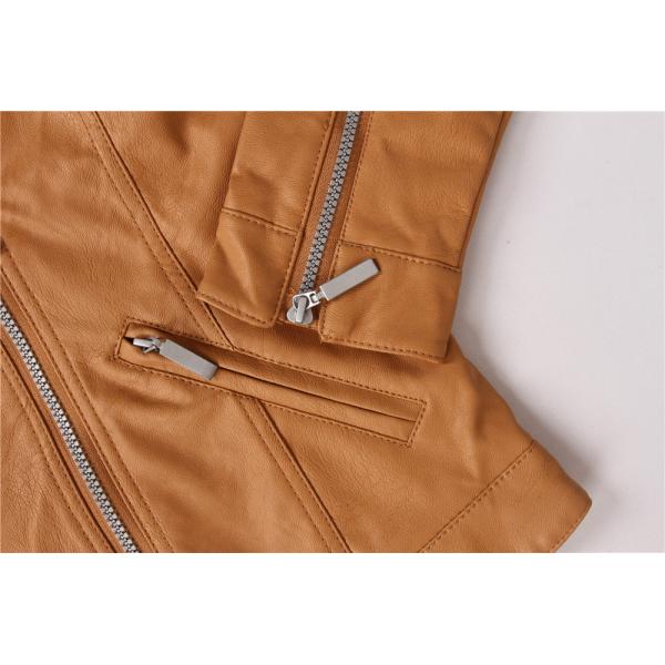 Stockpapa Slim Fit Pu Biker Jacket Ladies Light Brown With Belt