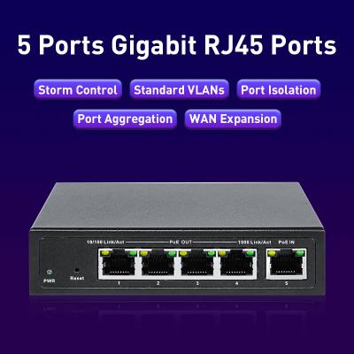 10/100/1000 Mbps não gerenciados Gigabit PoE Switch com IEEE 802.3u Port Trunking