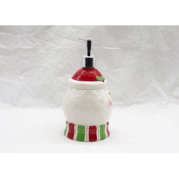Snowman Christmas Soap Dispenser , Cute Ceramic Lotion Dispenser Pump