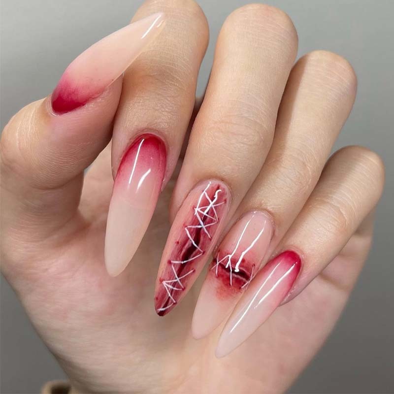 Reusable Glossy Halloween ABS Holiday Press On Nails Long Lasting