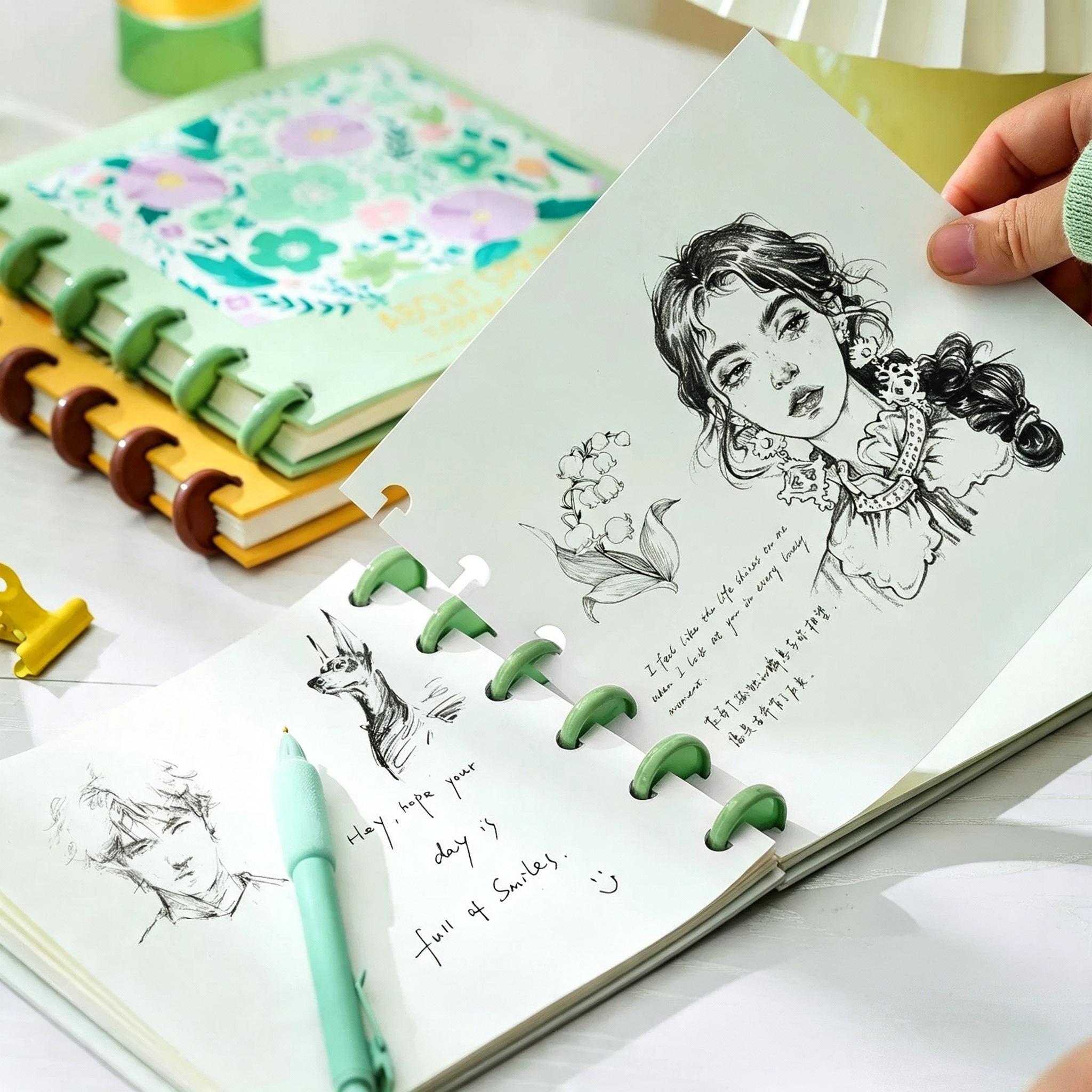 Discbound Notebook And Art Journal With Colorful Floral Cover