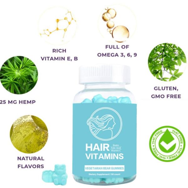 OEM Private Label Biotin & Collagen Hair Growth Gummies 60/Bottle Sugar Bear Vitamins