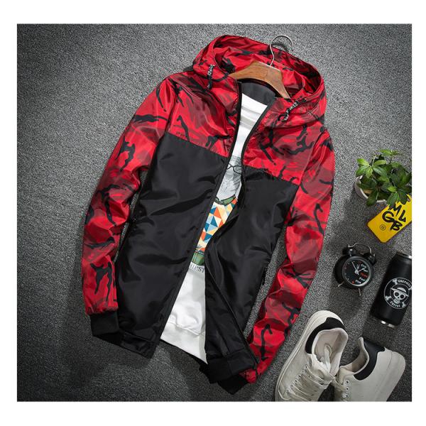 Loose Fit Men's Slim Coat with Camouflage Pattern and Raccoon Decoration
