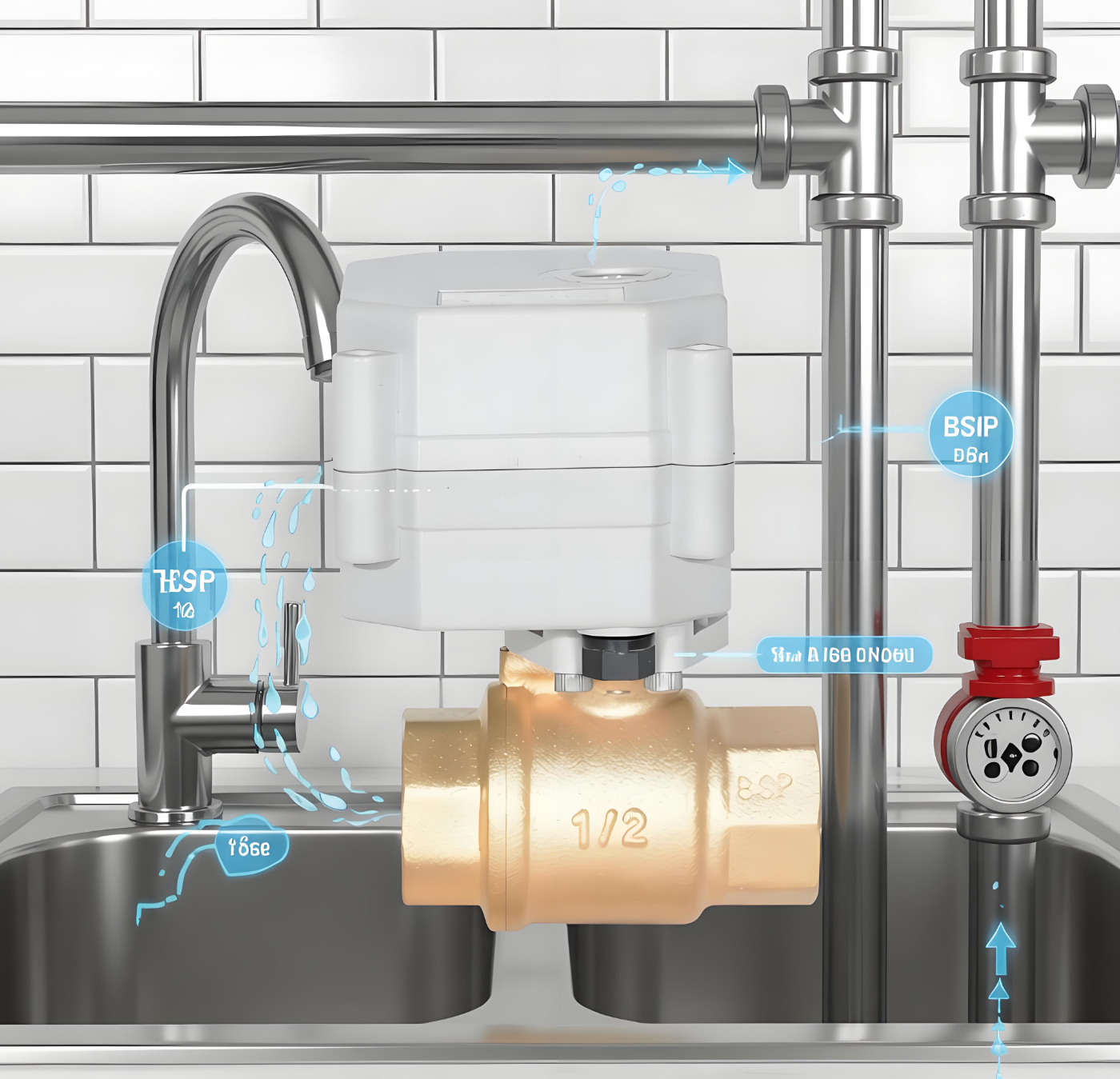 ETRANY 1/2'' DC5V BSP NPT Brass Electric Ball Valve WiFi Control High Temperature Water Fluid Regulation Remote Mobile Phone