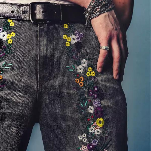 Custom Oversized Denim Jeans Pant Wide Leg Baggy Denim Embroidered Jeans Low Price Free Sample High Quality