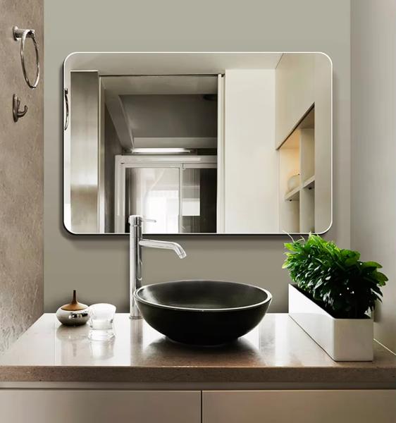 Contemporary Round Corner Square Frameless Mirror Without Light Anti Oxidant Polished Edge