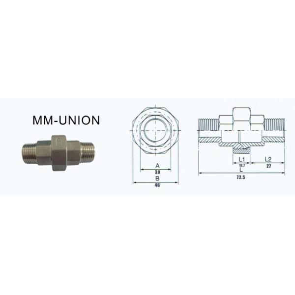 Flat PTFE Seal Male/ Male BSP Thread SS 304 Stainless Steel Union