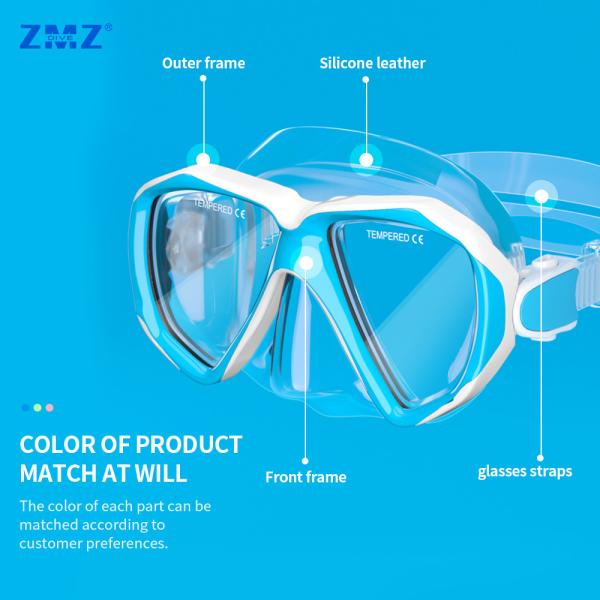 Adjustable Silicone Snorkel Polarized Dive Mask Set For Kids 14cm