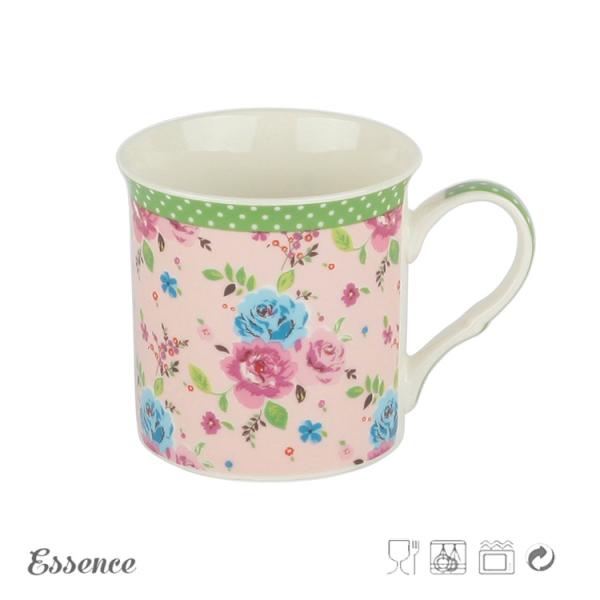 310 Ml White Ceramic Coffee Cup Decal Mug With Handle Eco Friendly