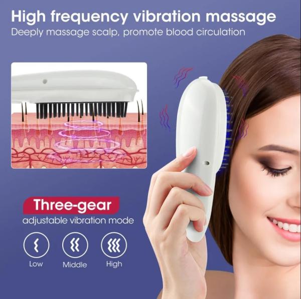 LED Vermelho Azul Anti-perda de cabelo Massagem de crescimento do cabelo pente de couro cabeludo massagista