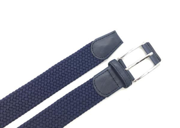 Dark Blue Mens Elastic Woven Stretch Belt With Pin Buckle Wide 1-3/8 Inches