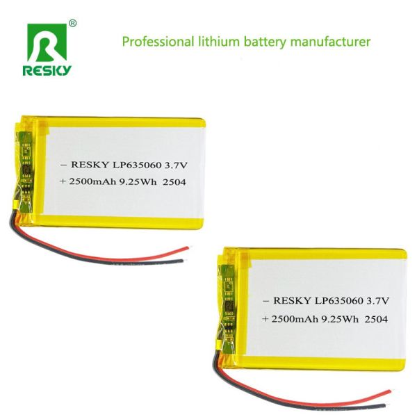 Power Lifepo4 Battery 635060 3.7v 2500mAh 9.25wh Rechargeable Square Lipo Li-polymer Batteries