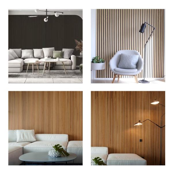 Ceiling Natural Oak Acoustic Slat Wood Wall Panels Fire Retardant