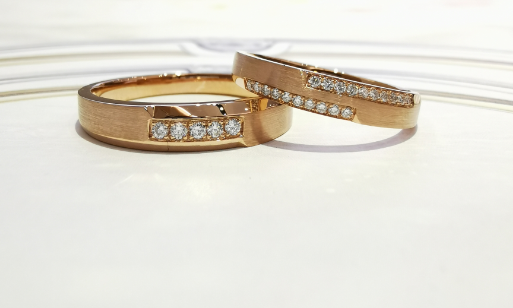 Artistic Drawing Process 18k 15g Rose Gold Couple Rings