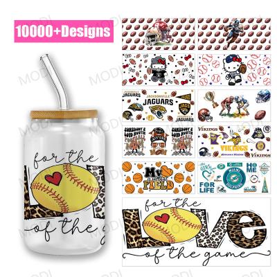 UV DTF Cup Film Transfer Baseball Theme Glass Personalized Design And Logo