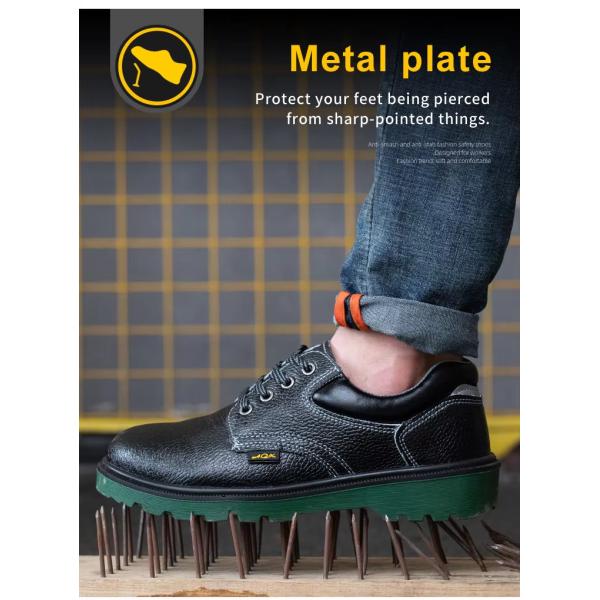 Metal Toe Industrial Safety Shoes PU Black Leather Work Shoes For Men