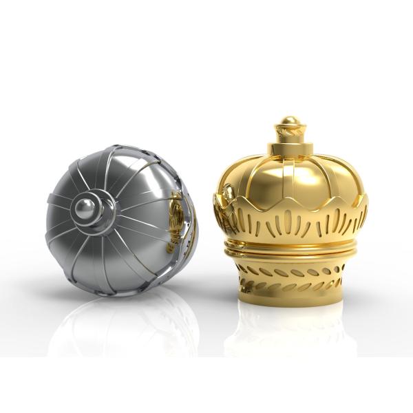 Крона крышки флакона духов дизайна цвета золота новая формирует материал Zamak