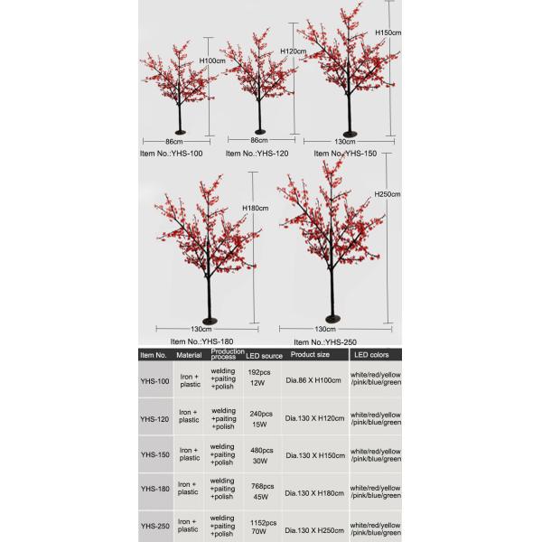 LED Iron Pole Cherry Tree Lights Peach Blossom Luminous Plant High Brightness