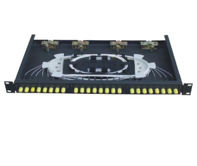 ST adapter face plate 24 fibers Rack-Mounted Fiber Optic Terminal Box black cold-rolling steel sheet