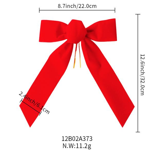 Christmas Wired Red Velvet Ribbon Bows 22*32cm for Package and Birthday Decoration