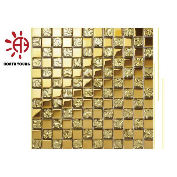 HTY - TG 300 300*300 Best Selling Gold Color Plating Ceramic Glass Metal Mosaic Tile