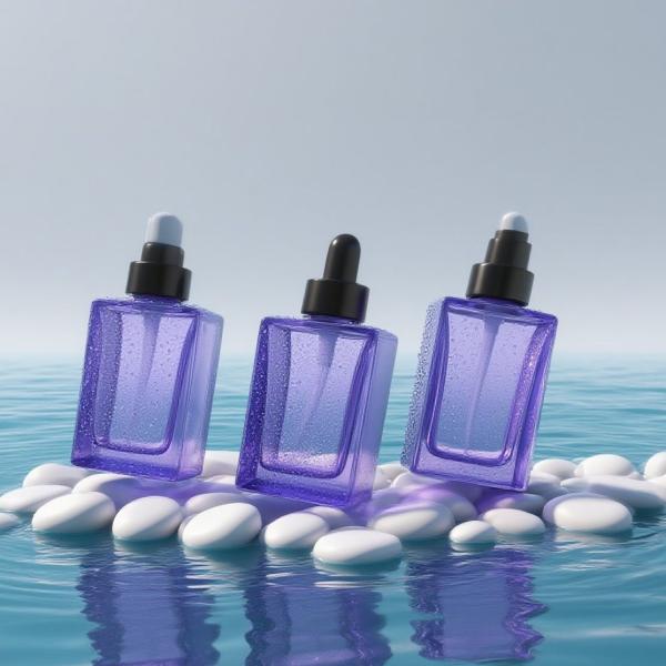 Botella de suero para ojos de vidrio cuadrado de 30 ml personalizable con gotero para suero cosmético - reciclable