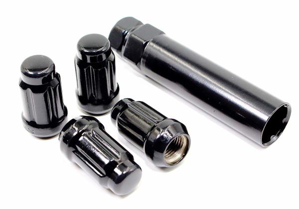 Chrome Finsh Locking Wheel Nuts Black Spline Drive Tuner Lug Nuts Conical Seat 12 X 1.5mm
