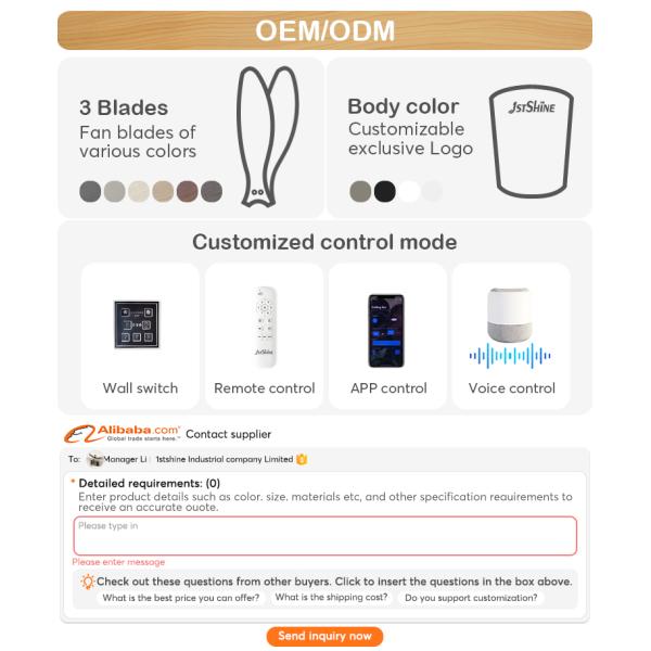 Ventilador de teto LED remoto de 52 polegadas com motor de luz de 3 cores dimmável Tipo DC cobre puro